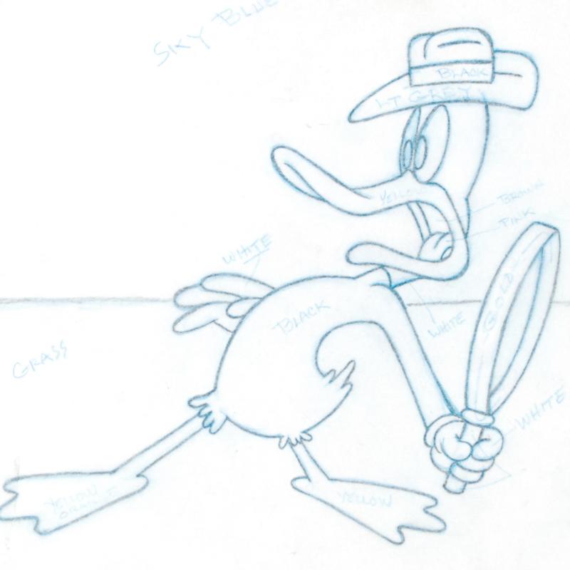 Daffy Duck Tom Ray Original Pencil Layout Drawing Brenda Ray Signed
