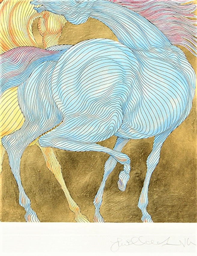 Tryst Guillaume Azoulay Etching Artist Hand Embellished Watercolor Paint and Gold Leaf Hand Signed and Numbered