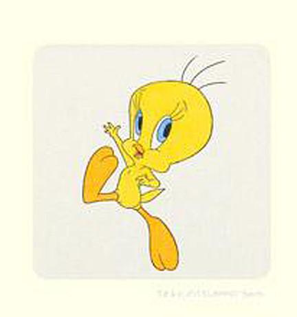 Tweety Bird Warner Bros Looney Tunes Hand Tinted Color Etching Numbered and Framed