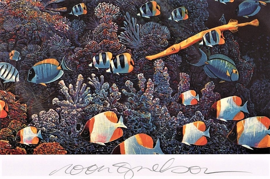 Violet Hues of Moorea Robert Lyn Nelson Mixed Media Print Artist Hand Signed and Numbered