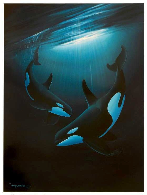 Ancient Orca Dance Wyland Lithograph Print Artist Hand Signed and Numbered
