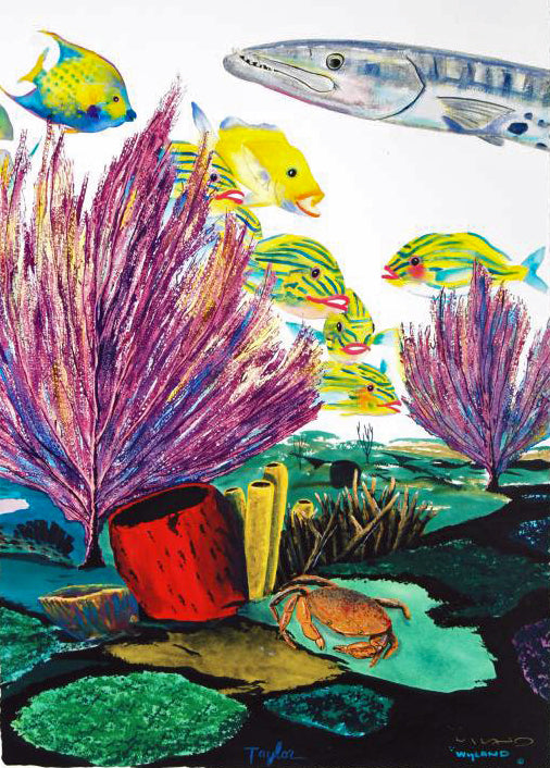 Coral Reef Life Wyland and Tracy Taylor Canvas Giclée Diptych Print Artist Hand Signed and Numbered