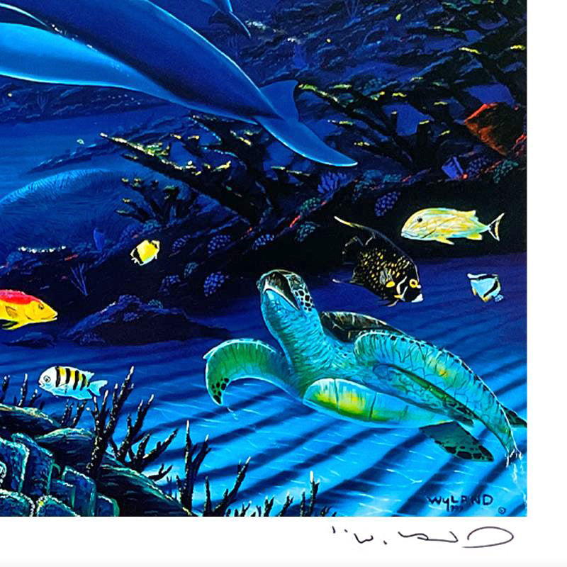 In the Company of Dolphins Wyland Artist Proof Mixed Media Artist Hand Signed and AP Numbered