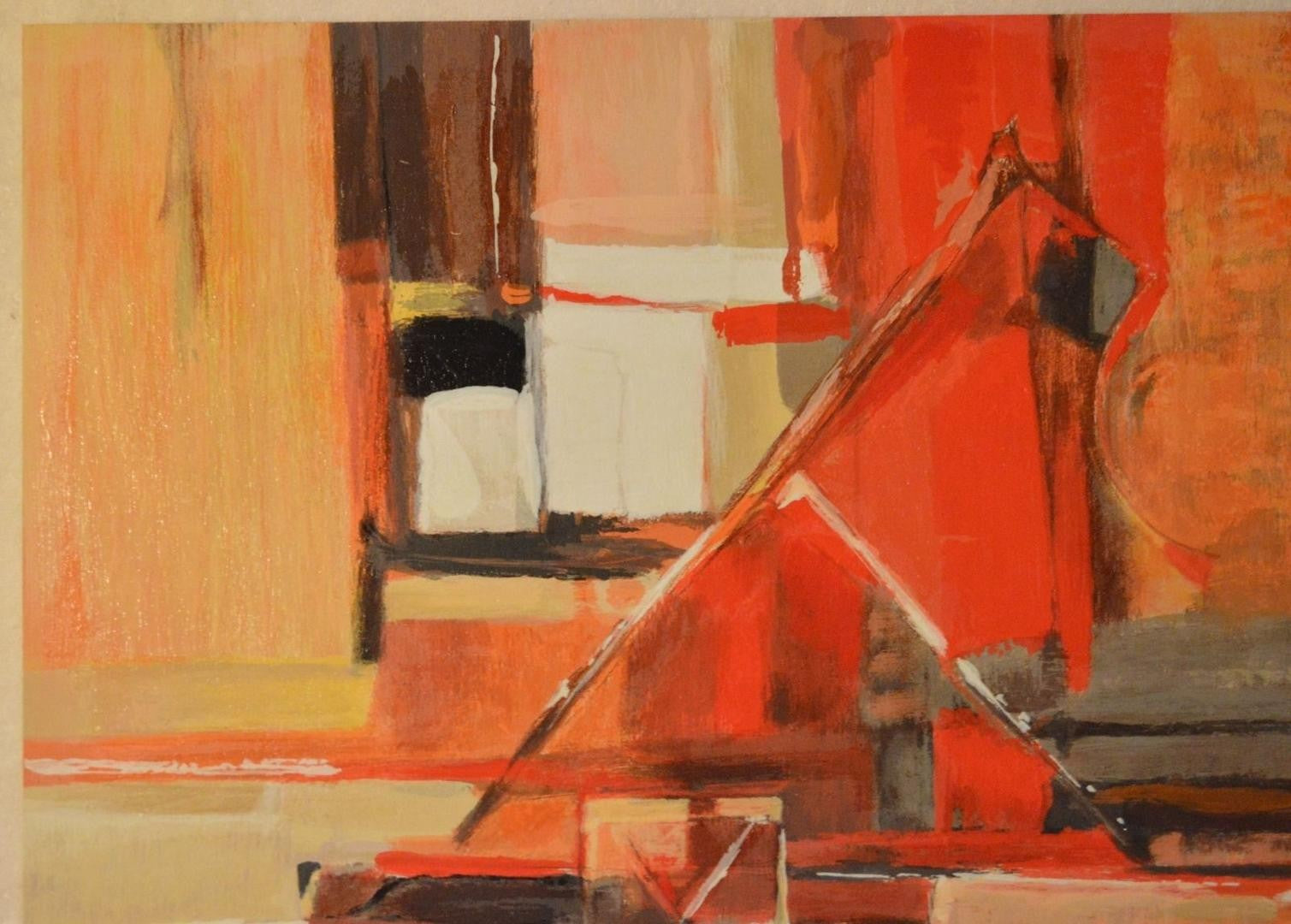 Piano in Red Yuri Tremler Hors Commerce Serigraph Print on Wood Panel Artist Hand Signed and HC Numbered