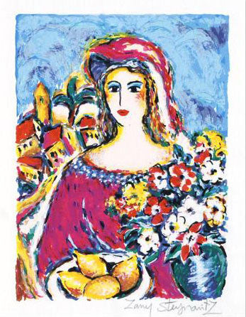 View of the Old City Zamy Steynovitz Serigraph Print Artist Hand Signed and Numbered