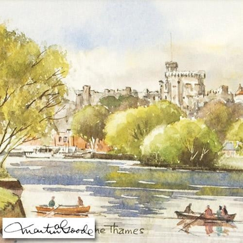 Windsor Castle from the Thames Martin Goode Original Watercolor Painting Artist Hand Signed Framed