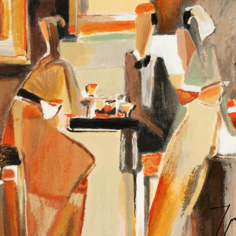 Bar Scene I Yuri Tremler Serigraph Print Artist Hand Signed and Numbered