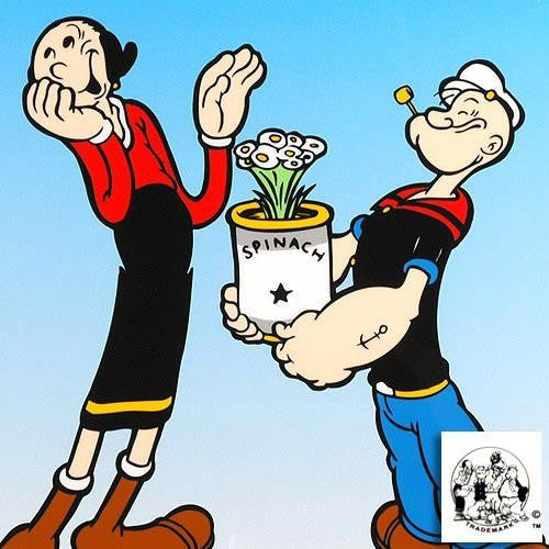 Popeye Spinach King Features Sericel with Full Color Lithograph with Background and Official Seal
