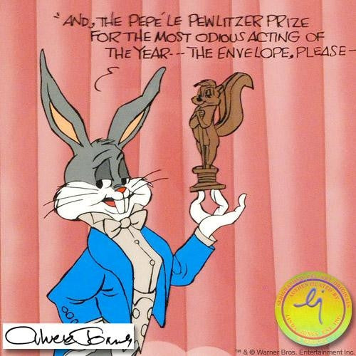 Pewlitzer Prize Chuck Jones Hand Painted Animation Cel Hand Signed and Numbered with Full Color Background