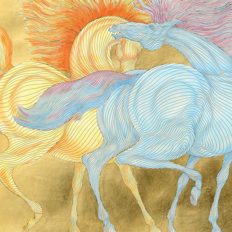 Tryst Guillaume Azoulay Etching Artist Hand Embellished Watercolor Paint and Gold Leaf Hand Signed and Numbered