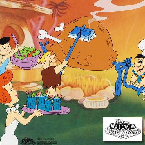 Flintstones Barbecue Hanna Barbera Animation Art Sericel with a Full Color Lithograph Background Framed