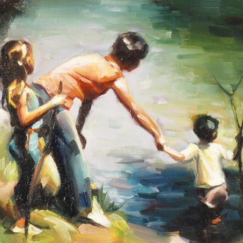 Explorers Carrie Graber Oil Painting on Canvas Board Artist Hand Signed and Framed