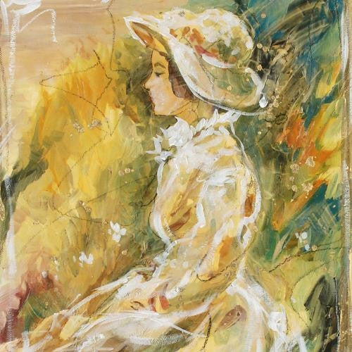 Girl VI Marta Wiley Original Mixed Media Painting on Canvas Artist Hand Signed Framed