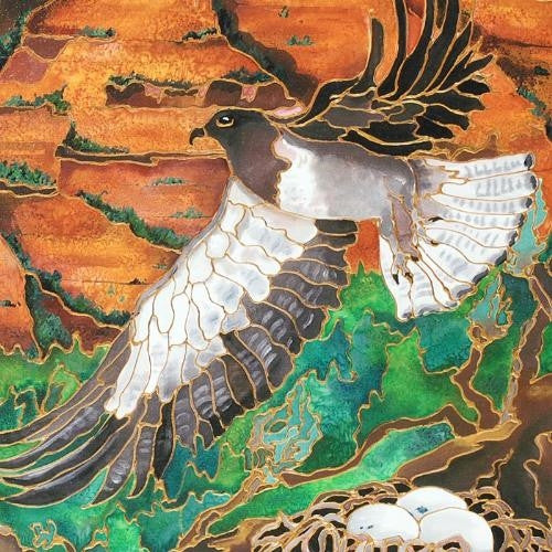 Red Hills with Bird Linnea Pergola Stretched Canvas Giclée Print Numbered with Artist Authorized Signature