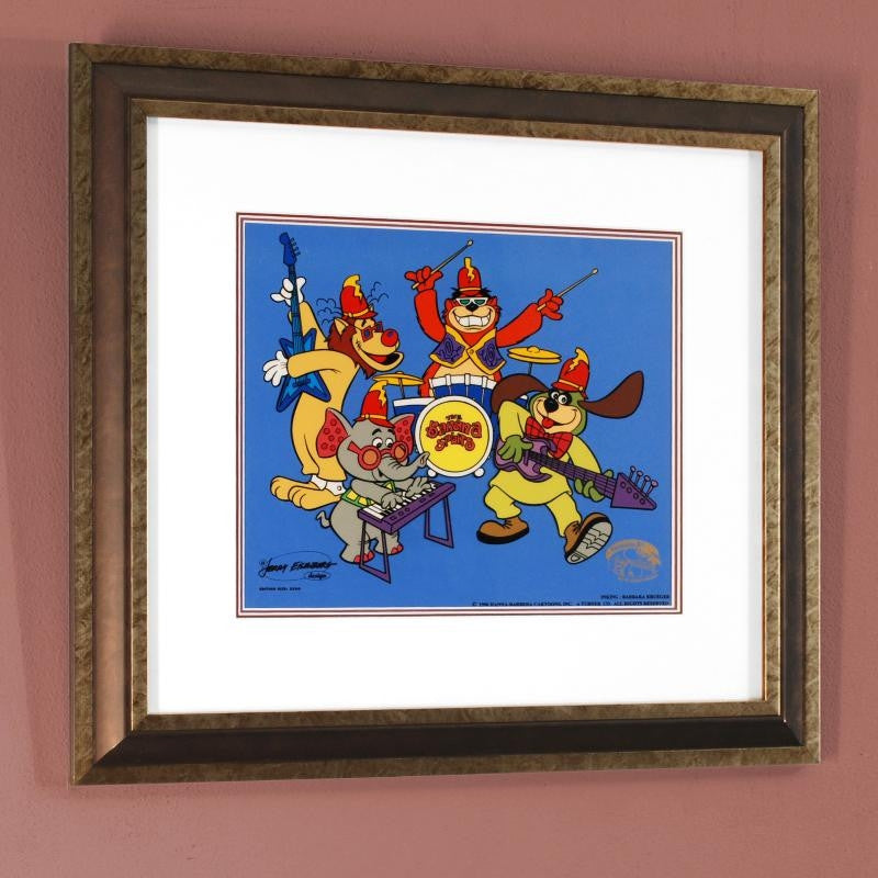 Hanna Barbera Animation Art Tra La La Banana Splits Sericel with a Full Color Lithograph Background Framed