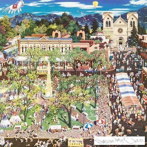 Santa Comes to New York Alexander Chen Mixed Media Print Artist Hand Signed and Numbered