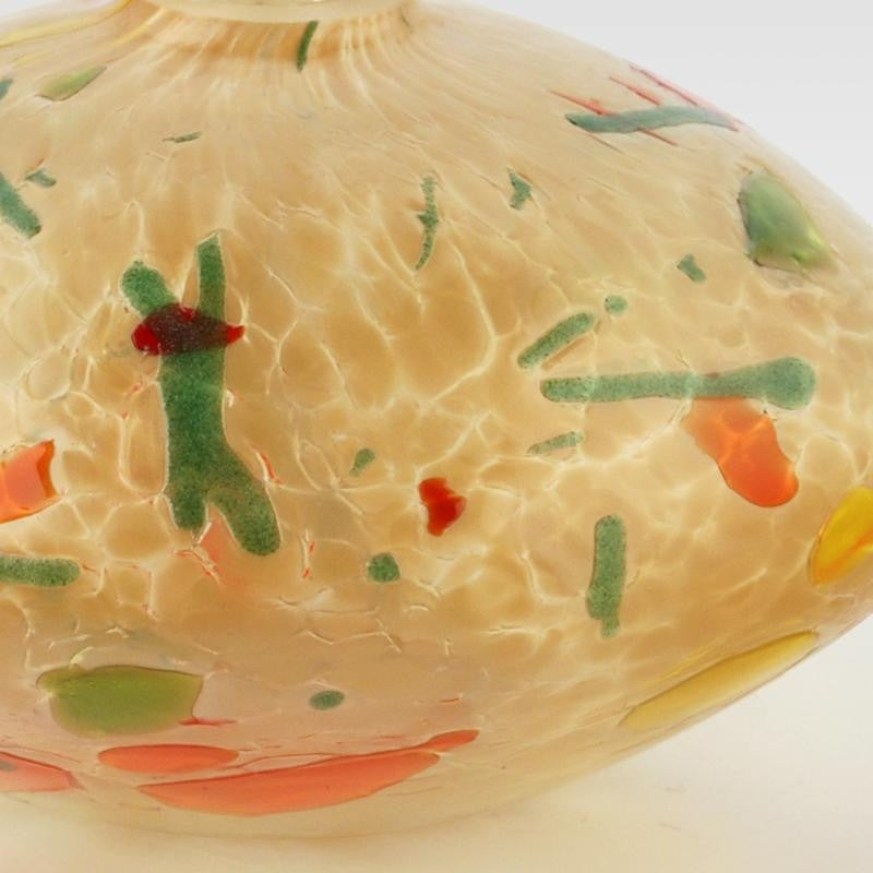 Glass Eye Studio Saucer Shaped Oil Lamp Hand Blown Glass Sculpture Artist Hand Signed Containing Volcanic Ash from Eruption of Mount St Helens