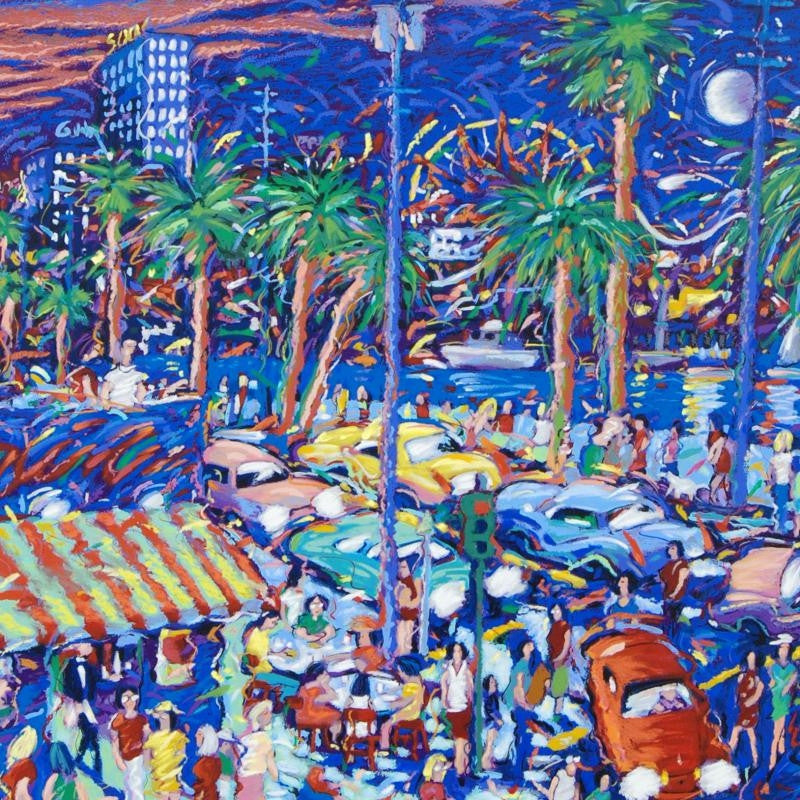 Down by the Boardwalk James Talmadge Fine Art Serigraph Print Artist Hand Signed and Numbered
