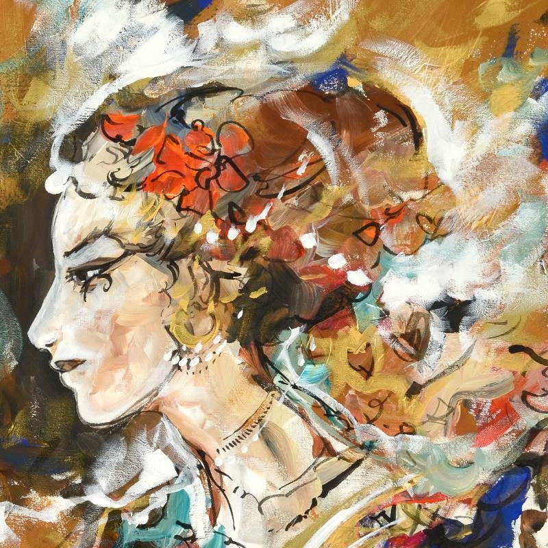 Marta Wiley Original Mixed Media Painting on Canvas Artist Signed and Thumb Printed