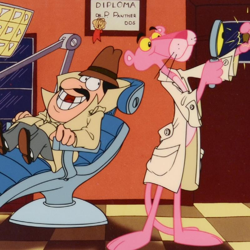 Pink Panther Dentist United Artists Sericel with Full Color Lithograph Background