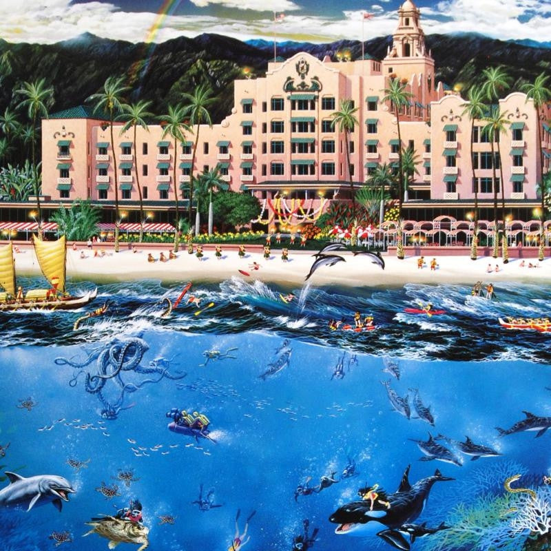Waikiki Beach Alexander Chen Offset Lithograph Artist Hand Signed and Numbered