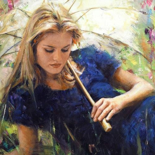 Summer Parasol Vidan Vittorio Dangelico Canvas Giclée Artist Hand Signed and Numbered