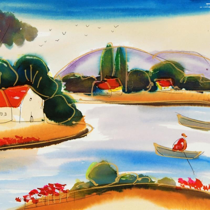 Moshe Leider Untitled Original Mixed Media Painting Artist Hand Signed