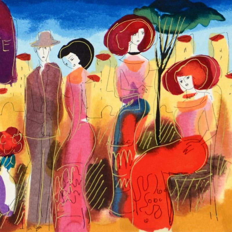 Sunny Afternoon Moshe Leider Triptych Serigraph Print Artist Hand Signed and Numbered