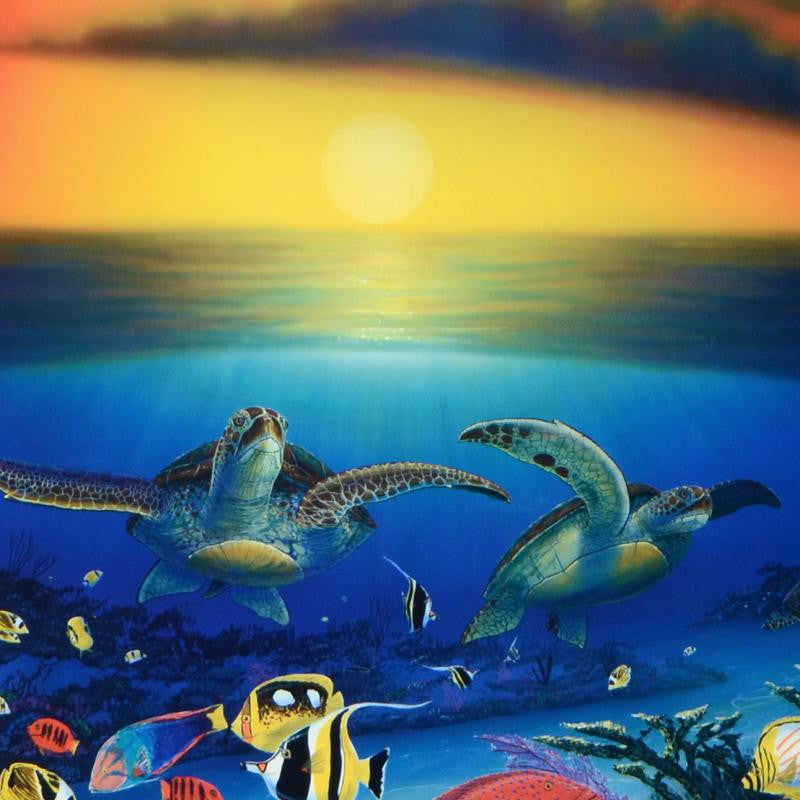 Sea Turtle Reef Wyland Lithograph Print Artist Hand Signed Numbered and Framed