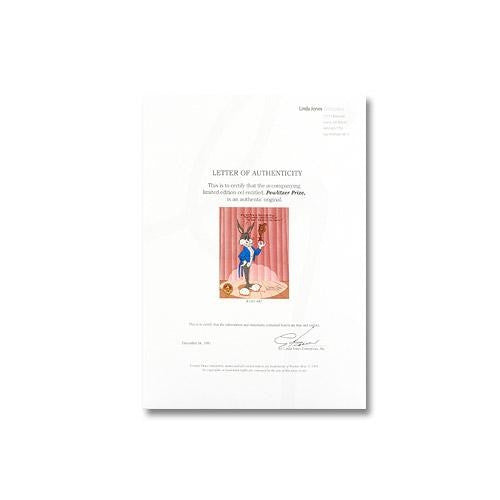 Pewlitzer Prize Chuck Jones Hand Painted Animation Cel Hand Signed and Numbered with Full Color Background