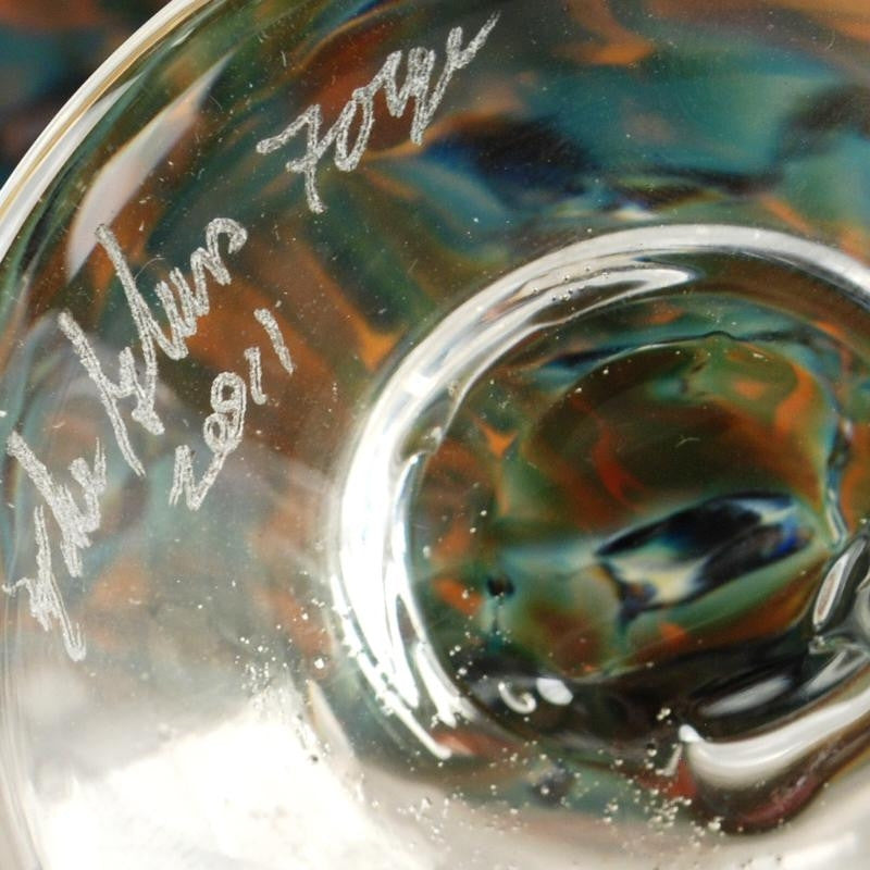 The Glass Forge Studio Hand Blown Glass Color Vase Studio Signed