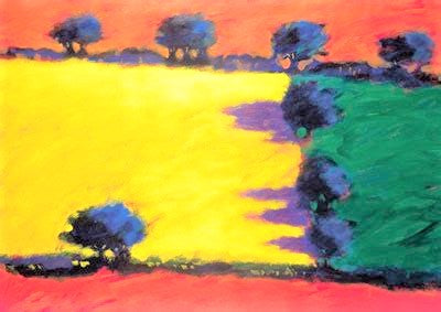 Four Fields Paul Powis Serigraph Print Artist Hand Signed and Numbered