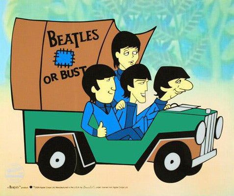 Beatles Or Bust Sericel with Full Color Lithograph Background by DenniLu Framed
