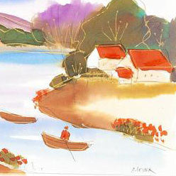 Moshe Leider Original Watercolor Painting Artist Hand Signed