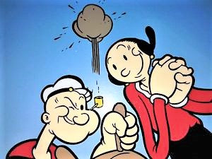 Popeye Captains Wheel King Features Sericel with Full Color Lithograph Background Matted