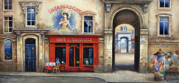 Cafe Du Vaudeville Alexander Borewko Canvas Giclee Artist Hand Signed and Numbered