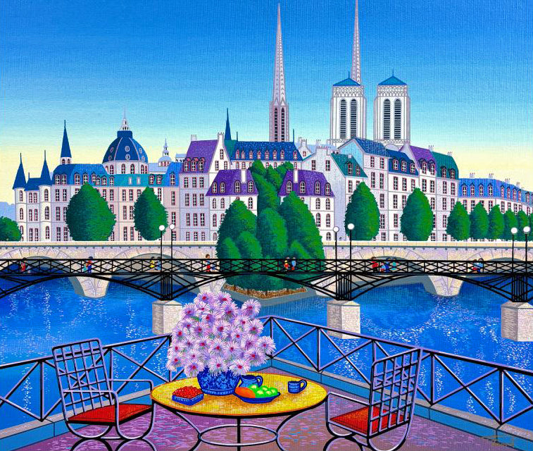Paris Pont des Arts Fanch Ledan Serigraph Print Artist Hand Signed and AP Numbered