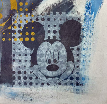 Mickey Mouse Gail Rodgers Acrylic Silkscreen Painting on Canvas Artist Hand Signed