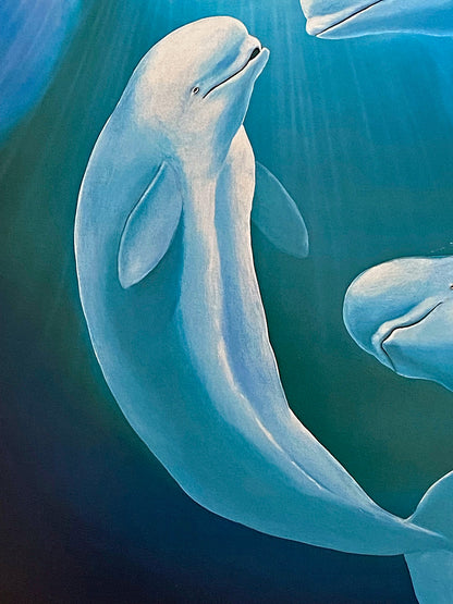 Belugas: The White Whales Wyland and James Coleman Lithograph Print Hand Signed by both Artists and Numbered