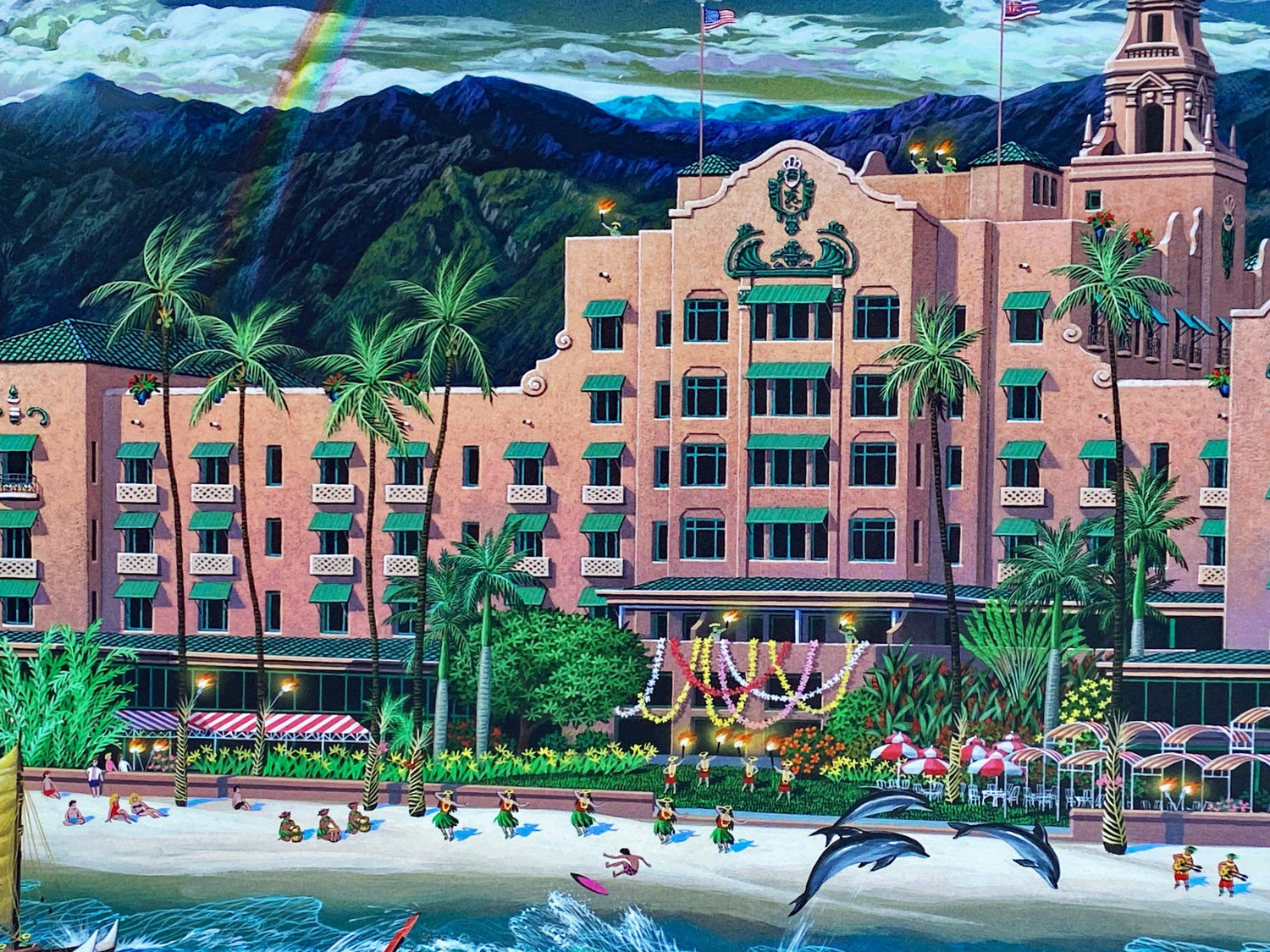 Waikiki Beach Alexander Chen Offset Lithograph Artist Hand Signed and Numbered