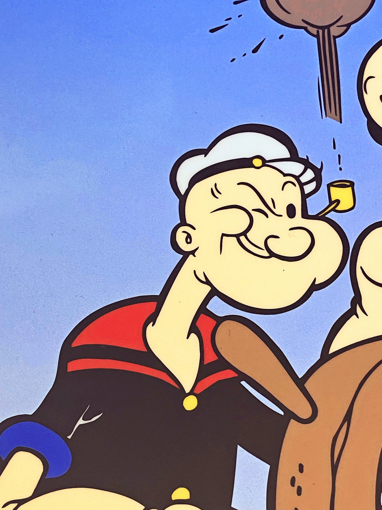 Popeye Captains Wheel King Features Sericel with Full Color Lithograph Background Matted