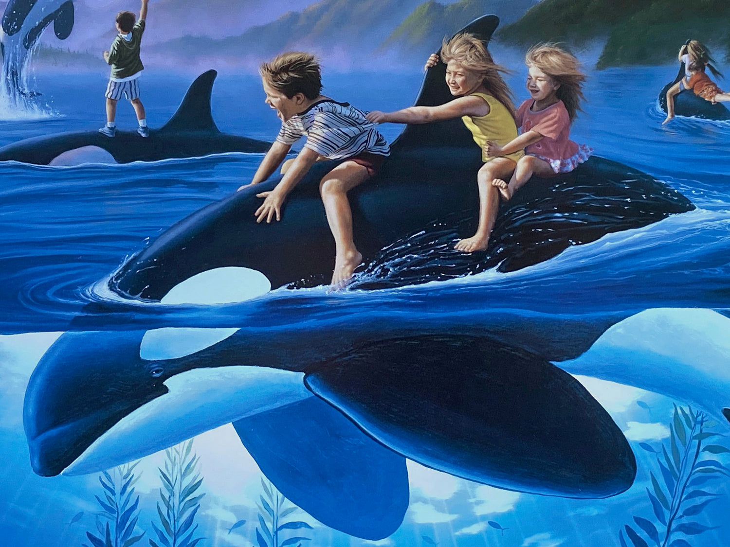 Whale Rides Wyland and Jim Warren Lithograph Print Both Artists Hand Signed and Numbered