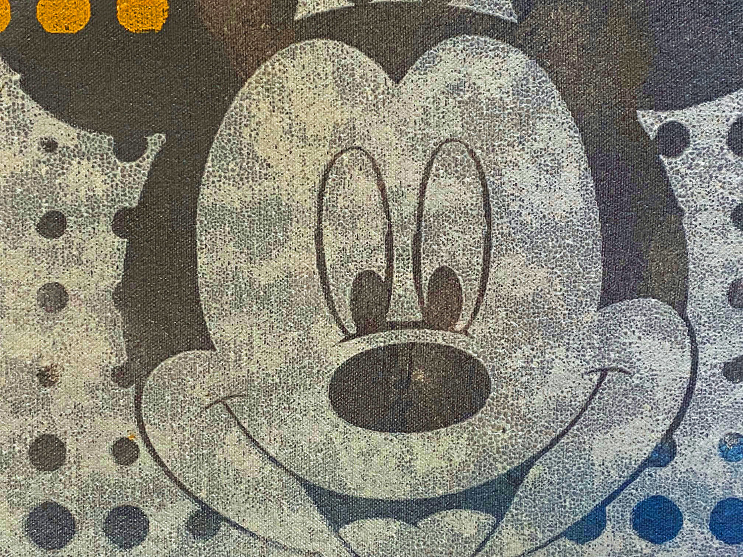 Mickey Mouse Gail Rodgers Acrylic Silkscreen Painting on Canvas Artist Hand Signed