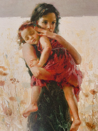 Maternal Instincts Pino Daeni Canvas Giclée Print Artist Hand Signed and Numbered