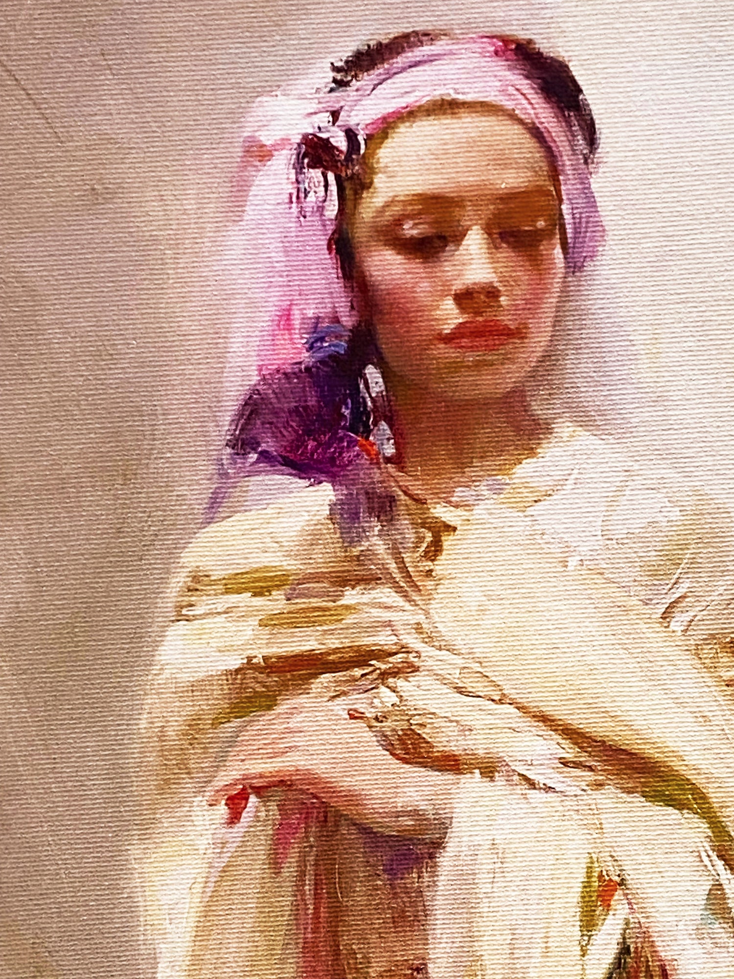 The Silk Shawl Pino Daeni Canvas Giclée Print Artist Hand Signed and Numbered