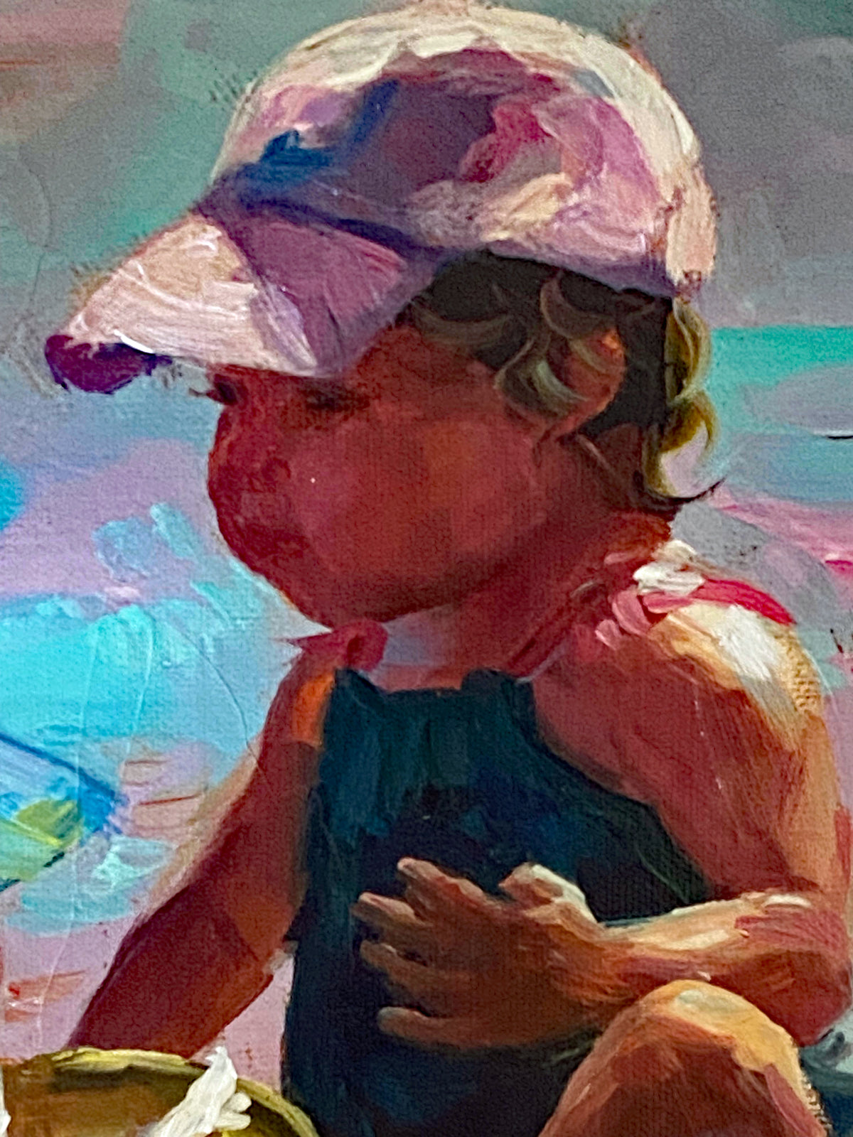 Sand Play Petite IV Michael Vincent Hand Embellished Canvas Giclée Print Artists Hand Signed and Numbered