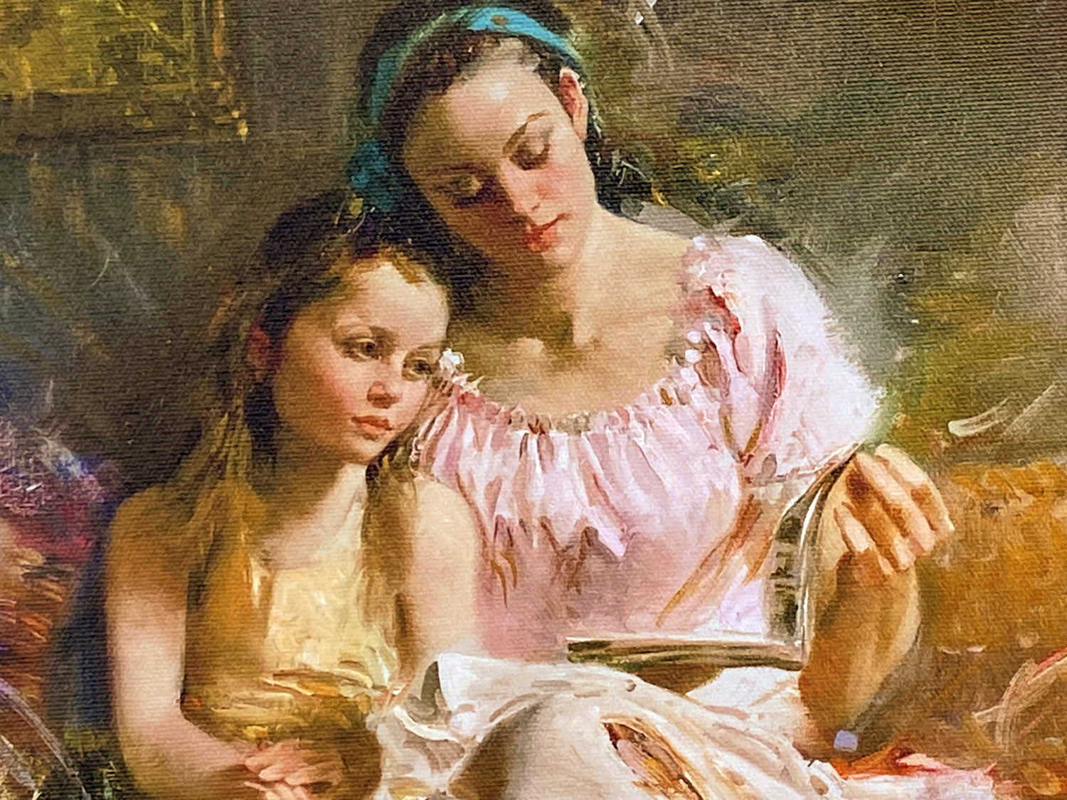 Bedtime Stories Pino Daeni Canvas Giclée Print Artist Hand Signed and Numbered