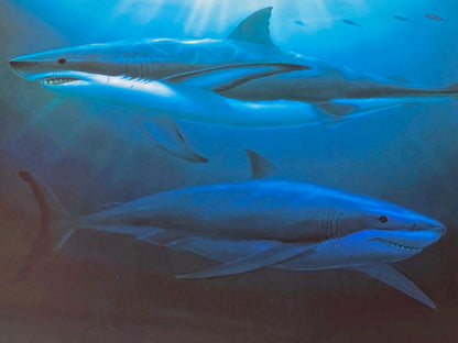 Great White Sharks Wyland Lithograph Artist Hand Signed and Numbered