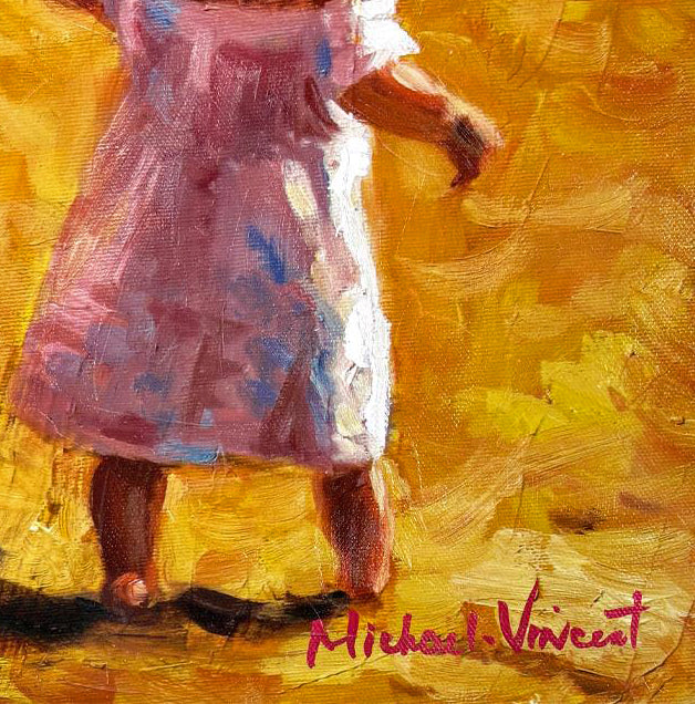 Baby Sister Michael Vincent Hand Embellished Canvas Giclée Print Artists Hand Signed and Numbered