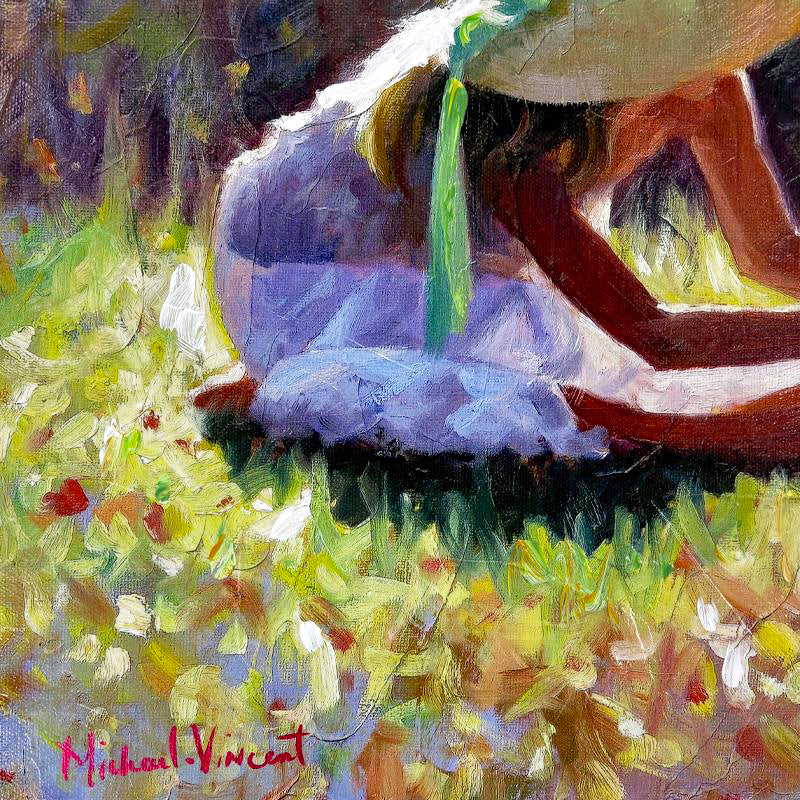 Mother and Child Michael Vincent Hand Embellished Canvas Giclée Print Artists Hand Signed and Numbered